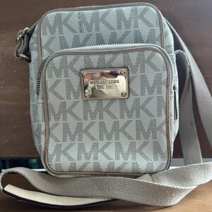 Michael Kors Beige and Gold Messenger Bag